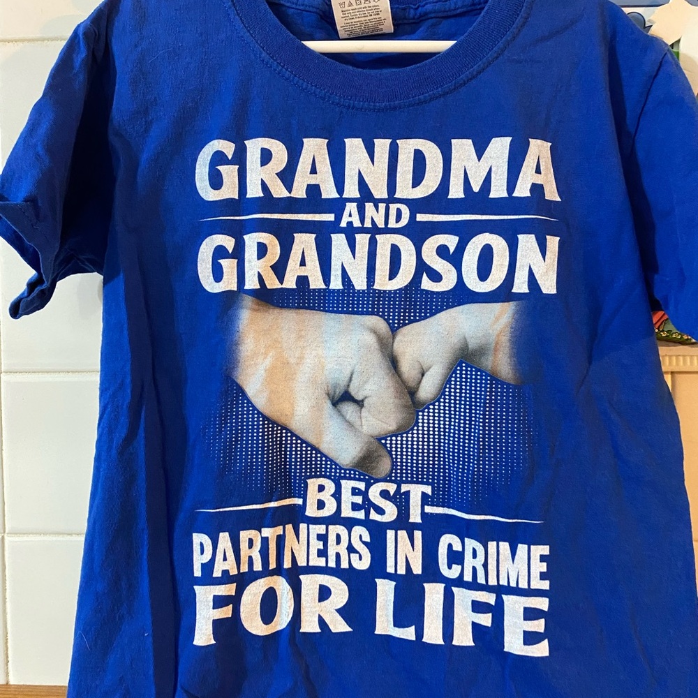 Fruit of the Loom Blue Kids Shirt - Grandma and Grandson Design